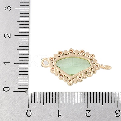 Golden Plated Brass Pave Clear Cubic Zirconia Connector Charms KK-L218-002G-03-1