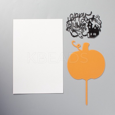 Acrylic Pumpkin Halloween Word Cake Insert Card Decoration X-DIY-H109-07-1