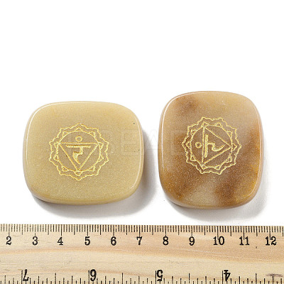 Natural Red Aventurine Rectangle with Chakra Sign Figurines Display Decorations DJEW-K025-02D-1