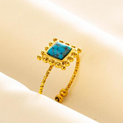 Square Synthetic Turquoise Finger Rings EW3188-6-1