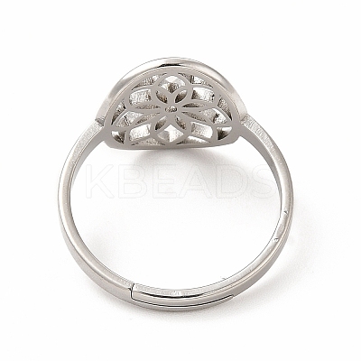 Non-Tarnish 304 Stainless Steel Flower Adjustable Ring for Women RJEW-B027-19P-1