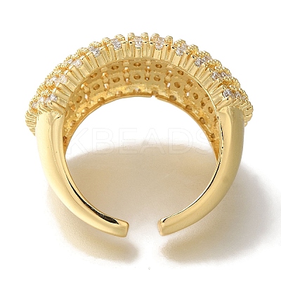 Rack Plating Brass Clear Cubic Zirconia Open Cuff Rings RJEW-S411-18G-1
