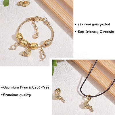 5Pcs Rack Plating Brass Micro Pave Clear Cubic Zirconia European Dangle Charms KK-SZ0002-37-1