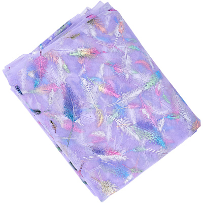 Feather Pattern Nylon Fabric DIY-WH20066-004A-1