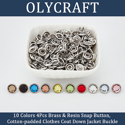 20 Sets 10 Colors 4Pcs Brass & Resin Snap Button BUTT-OC0001-56-1