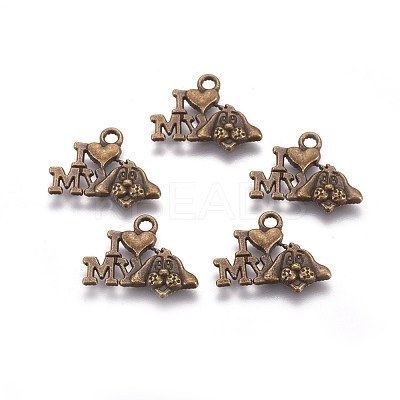 Tibetan Style Alloy Puppy Pendants TIBEP-0399-AB-LF-1