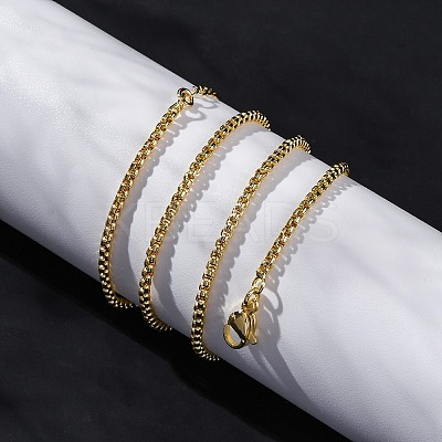 Rack Plating Brass Box Chain Necklaces for Women NJEW-A035-05G-01-1