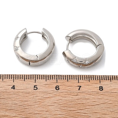 Clear Cubic Zirconia Star Hoop Earrings LS-EJEW-C022-06P-01-1