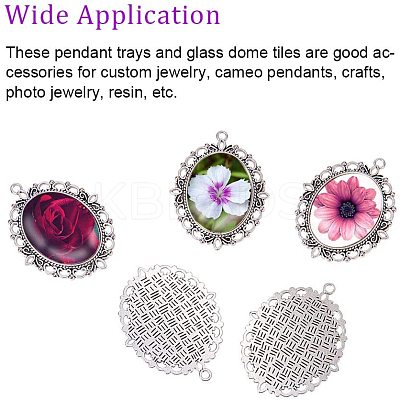 Oval Clear Glass Cabochon Cover DIY-PH0018-96AS-1