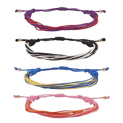 Two Tone Waxed Polyester Braided String Bracelet BJEW-SW00026-1