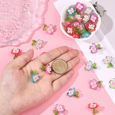 50Pcs 5 Colors Transparent Acrylic Pendants TACR-SC0001-50-1