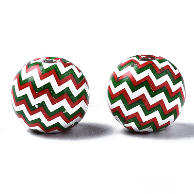 Painted Natural Wood European Beads WOOD-S057-034-1