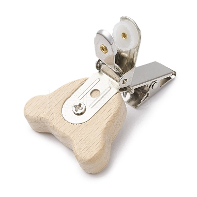 Iron ID Card Clips with Wood Animal JEWB-BR00127-05-1