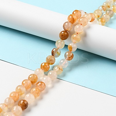 Natural Yellow Hematoid Quartz/Golden Healer Quartz Beads Strands G-E571-34C-1