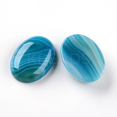 Oval Natural Striped Agate/Banded Agate Cabochons G-I172-22x30mm-02-1