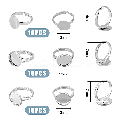 30Pcs 3 Style Brass Pad Ring Settings KK-FH0006-35-1