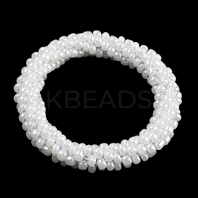 Crochet Glass Beads Braided Stretch Bracelet BJEW-K232-01E-1