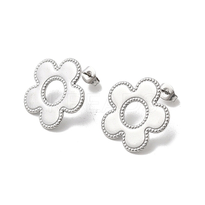304 Stainless Steel Flower Stud Earrings LS-EJEW-F398-02P-1