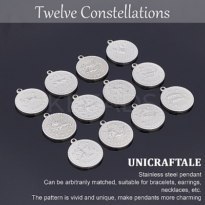 12Pcs 12 Style  304 Stainless Steel Pendants STAS-UN0026-15-1