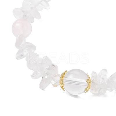 Natural Quartz Crystal & Rose Quartz Beaded Stretch Bracelets for Women BJEW-JB12305-02-1