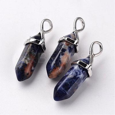 Bullet Natural Sodalite Pointed Pendants G-E332-A04-1