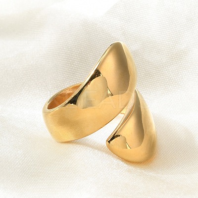 Ion Plating(IP) 304 Stainless Steel Plain Band Wrap Cuff Ring RJEW-L103-01-G-1