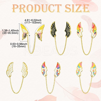 6Pcs 6 Styles Wings Enamel Pins JEWB-CJ0001-39-1