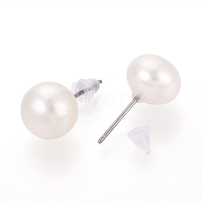 Natural Pearl Stud Earrings PEAR-N020-09C-01-1