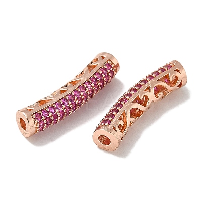Brass Cubic Zirconia Curved Tube Beads KK-Q019-01B-1