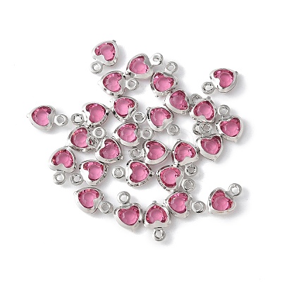 Heart Rack Plating Brass Glass Charms KK-S385-01P-1