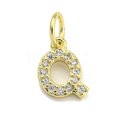Letter Brass Micro Pave Clear Cubic Zirconia Pendants KK-K354-06G-Q-1