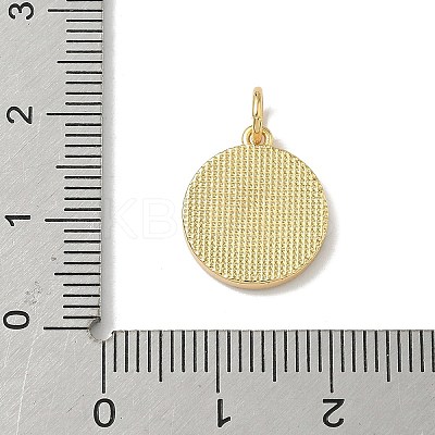 Brass Pave Natural Shell Flat Round with Letter Charms KK-Z115-13G-Q-1