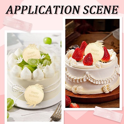 21Pcs Birthday Theme Mirror Effect Acrylic Birthday Cupcake Insert Card Decoration AJEW-SP0001-75-1