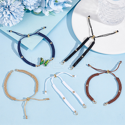 10Pcs 5 Colors Braided Nylon Cord Slider Bracelet Makings AJEW-GO00047-1
