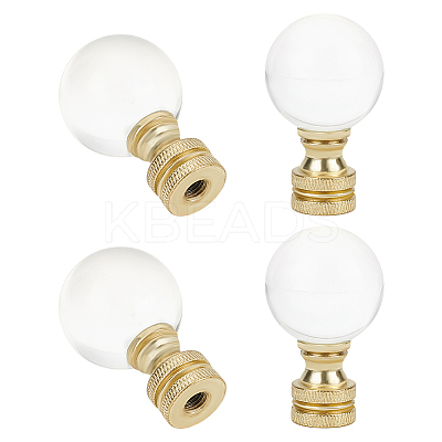 Glass Crystal Lamp Finials with Iron Finish Base FIND-WH0148-176C-1