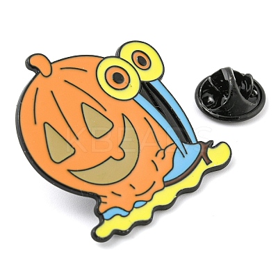 Halloween Terrible Pumpkin Snail Alloy Enamel Pin Broochs AJEW-Z023-08EB-1