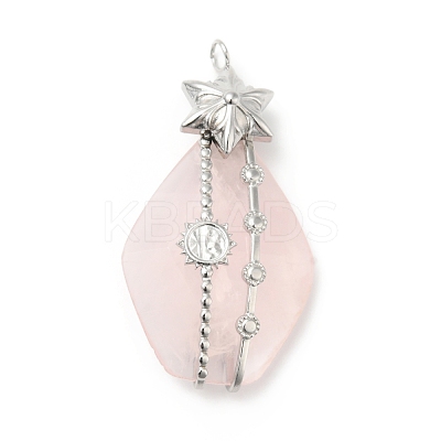 Natural Rose Quartz Pendants G-G870-04P-1