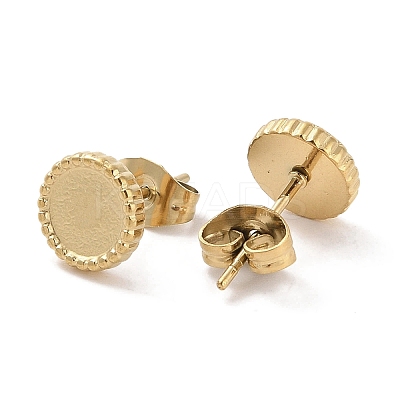Ion Plating(IP) 304 Stainless Steel Flat Round Stud Earrings for Women EJEW-G389-02G-1