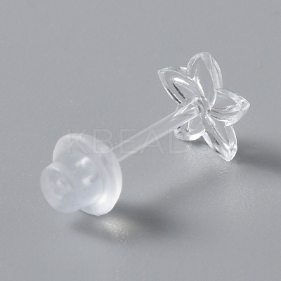 Tiny Resin Flower Stud Earrings with Ear Nut for Women EJEW-WH0012-003B-1