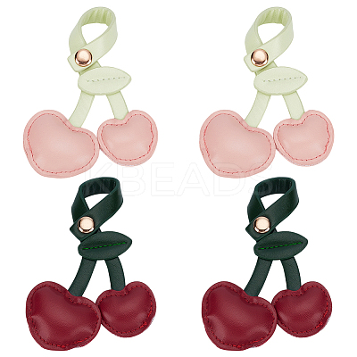 4Pcs 2 Colors PU Leather Cherry Pendant Decoration AJEW-FG0007-41-1