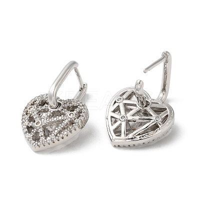 Hollow Heart Rack Plating Brass Micro Pave Cubic Zirconia Dangle Hoop Earrings EJEW-A027-06P-1