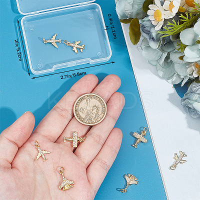 8Pcs 4 Style Brass Pave Cubic Zirconia Pendants KK-BBC0012-88-1