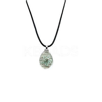Teardrop Glass Pendant Necklaces with Cords NZ2302-3-1