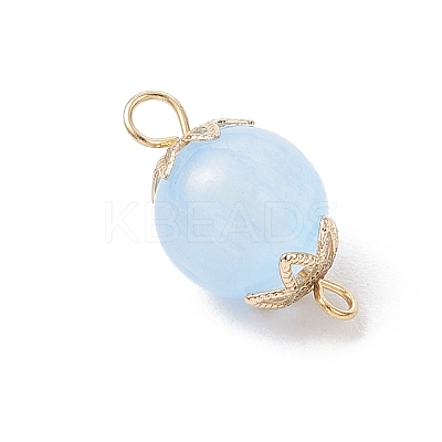 Dyed Natural Selenite Round Connector Charms PALLOY-JF04271-1