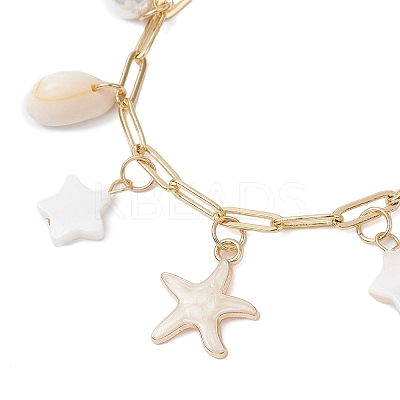 Natural Freshwater Shell Beads & Alloy Enamel Charm Bracelets BJEW-JB12214-03-1