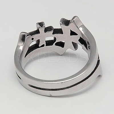 Personalized Retro 304 Stainless Steel Cross Rings for Men RJEW-F006-116-1