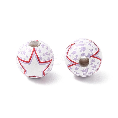 Independence Day Themes Wood European Beads WOOD-I014-01F-1
