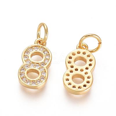 Brass Micro Pave Clear Cubic Zirconia Charms ZIRC-L092-08-G-1