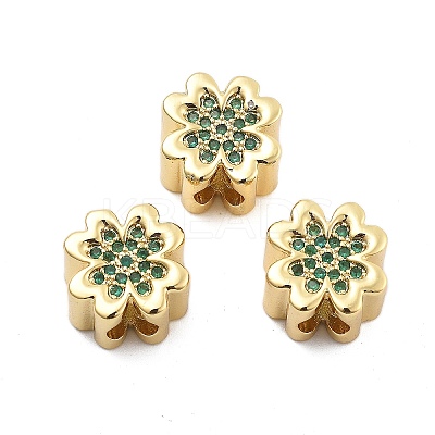 Brass Micro Pave Cubic Zirconia European Beads KK-Q006-41G-02-1