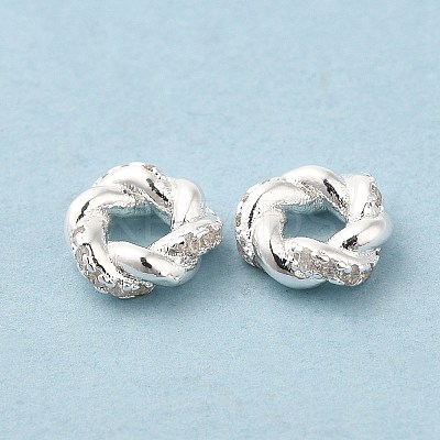 Brass Micro Pave Cubic Zirconia Spacer Beads KK-F855-05S-1